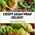 Close-up of crispy Asian Chicken Lettuce Wraps filled with savory chicken and fresh greens.